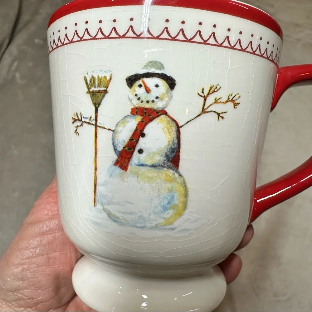 Williams Sonoma Christmas Icons 2010 Snowman Mug with Red Handle